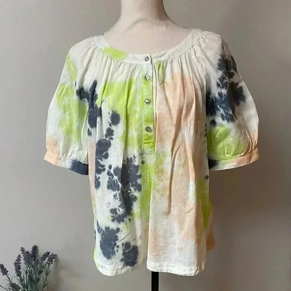 Elizabeth & James Tie Dye Cotton Button Front Blouse M - Picture 13 of 13